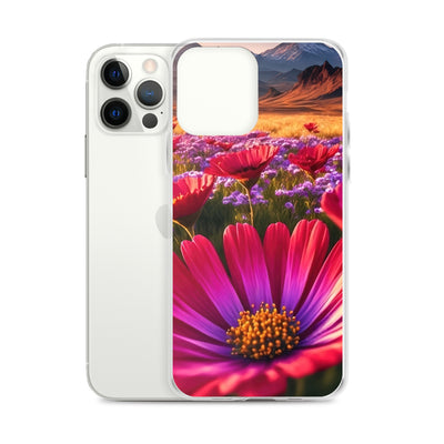 Wünderschöne Blumen und Berge im Hintergrund - iPhone Schutzhülle (durchsichtig) berge xxx