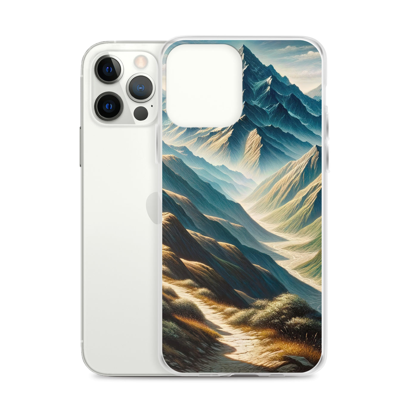 Berglandschaft: Acrylgemälde mit hervorgehobenem Pfad - iPhone Schutzhülle (durchsichtig) berge xxx yyy zzz