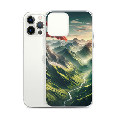 Alpen Gebirge: Fotorealistische Bergfläche mit Österreichischer Flagge - iPhone Schutzhülle (durchsichtig) berge xxx yyy zzz