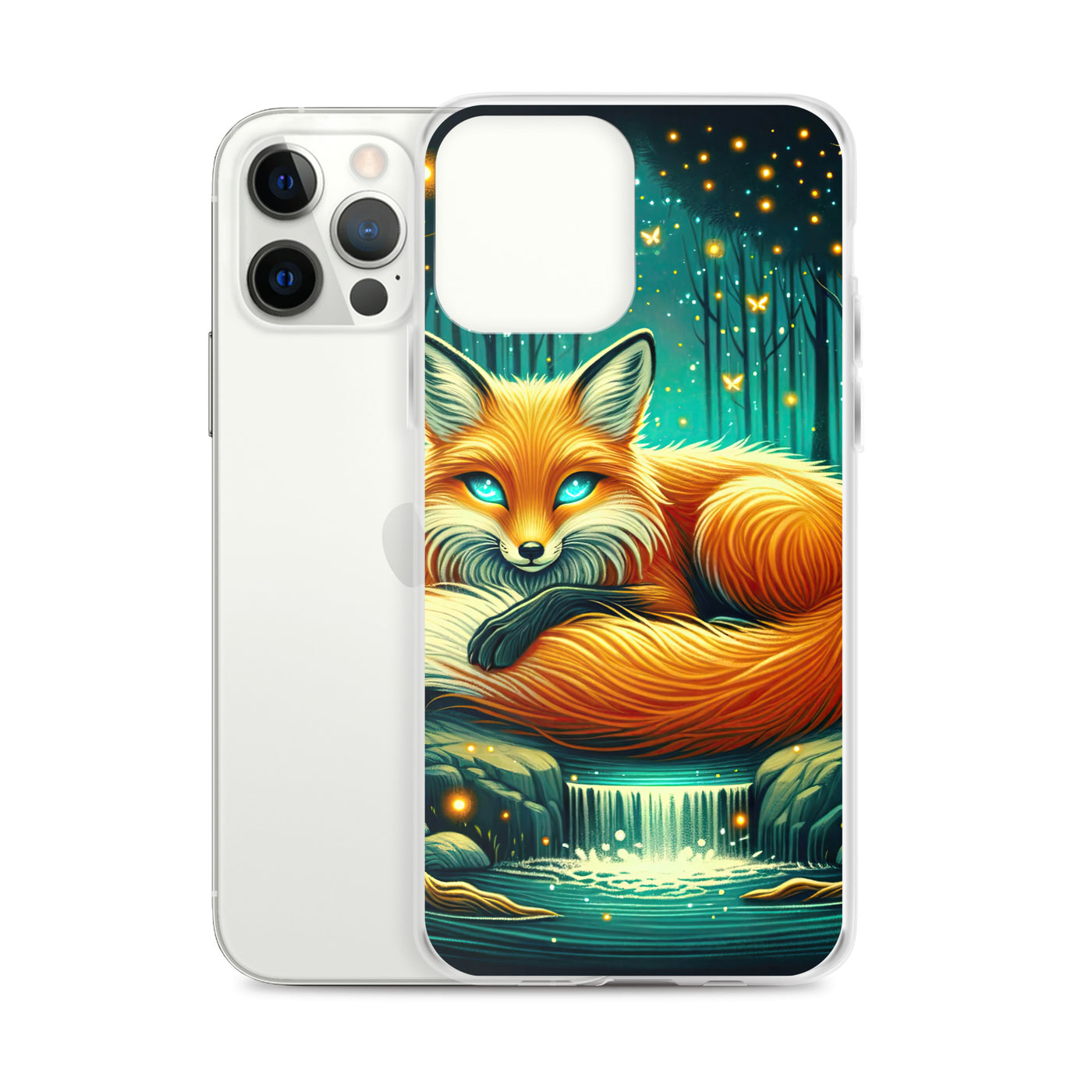 Bezaubernder Fuchs auf erleuchteter mystischer Waldlichtung - iPhone Schutzhülle (durchsichtig) camping xxx yyy zzz