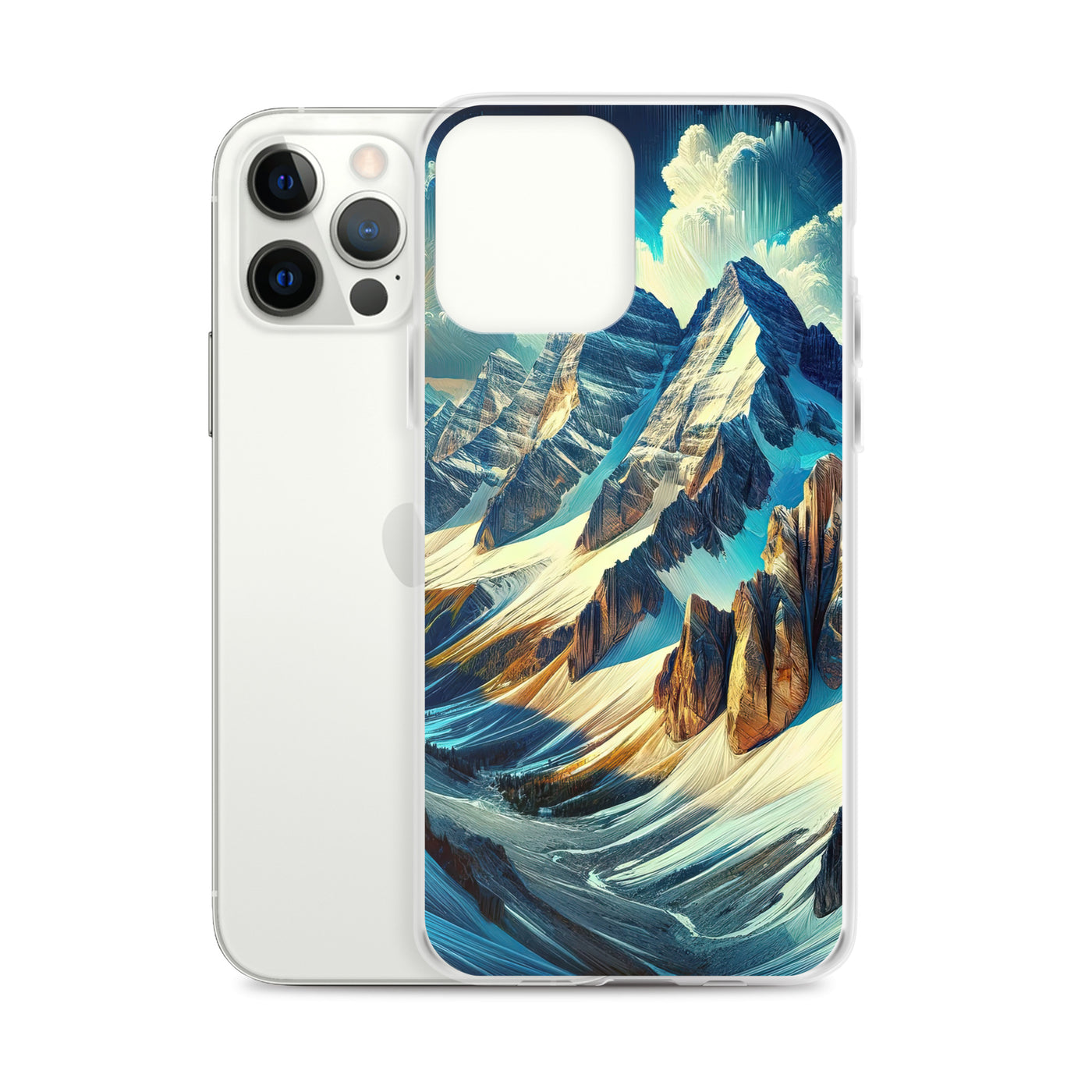 Majestätische Alpen in zufällig ausgewähltem Kunststil - iPhone Schutzhülle (durchsichtig) berge xxx yyy zzz