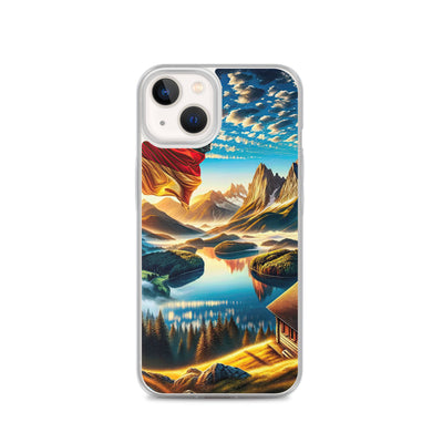 Alpen Gebirge im Morgenlicht: Kunstwerk mit Deutsche Flagge - iPhone Schutzhülle (durchsichtig) berge xxx yyy zzz iPhone 13