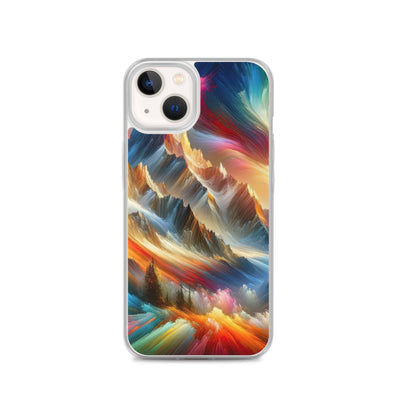 Lebendige abstrakte Alpendarstellung in populärem Kunststil - iPhone Schutzhülle (durchsichtig) berge xxx yyy zzz iPhone 13