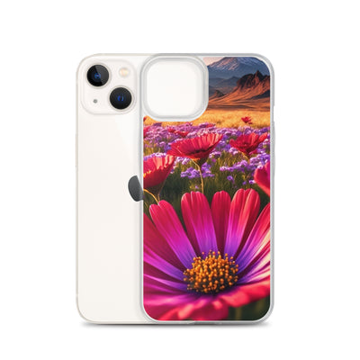 Wünderschöne Blumen und Berge im Hintergrund - iPhone Schutzhülle (durchsichtig) berge xxx