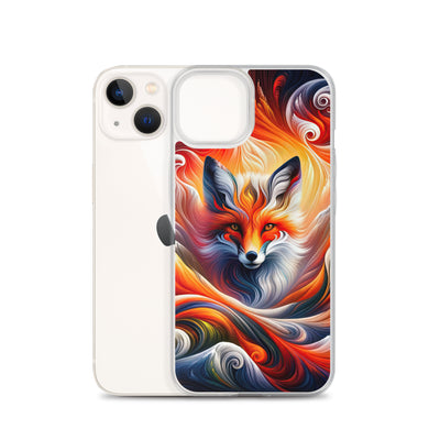 Abstraktes Kunstwerk, das den Geist der Alpen verkörpert. Leuchtender Fuchs in den Farben Orange, Rot, Weiß - iPhone Schutzhülle (durchsichtig) camping xxx yyy zzz