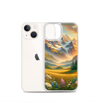 Heitere Alpenschönheit: Schneeberge und Wildblumenwiesen - iPhone Schutzhülle (durchsichtig) berge xxx yyy zzz