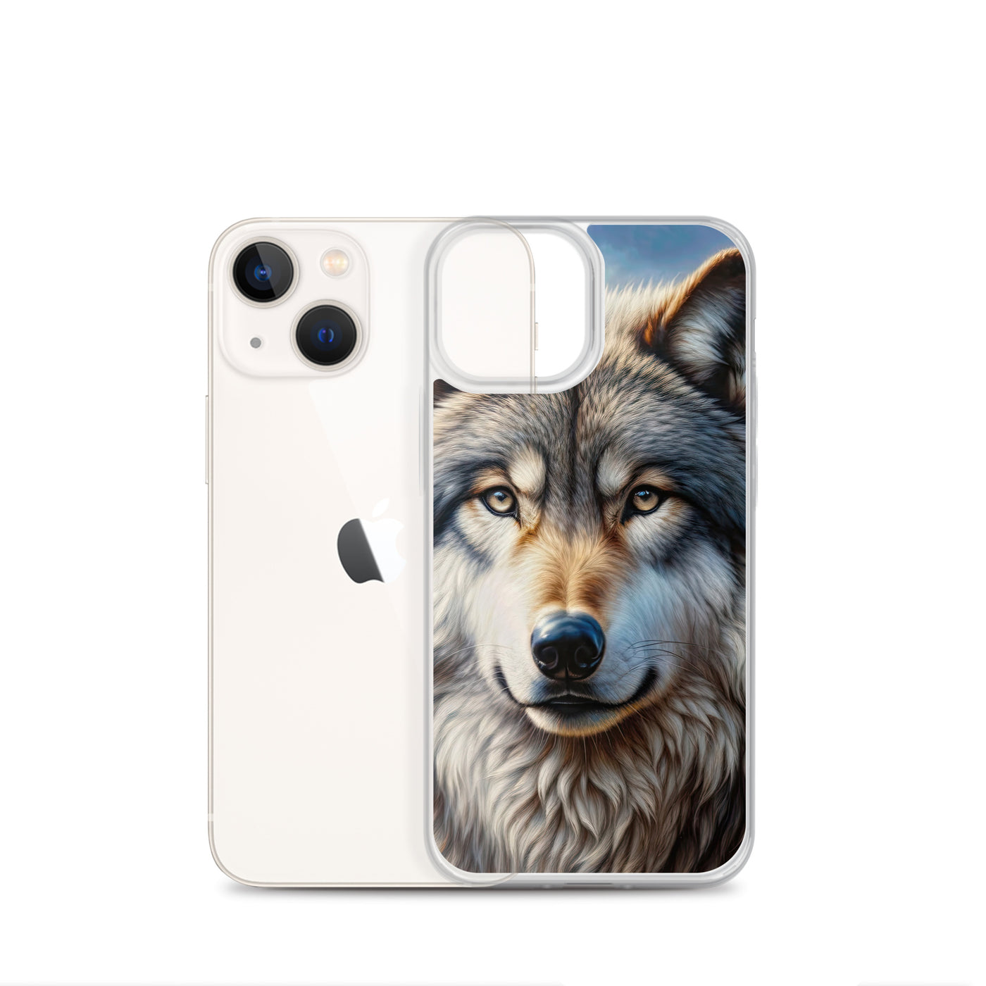 Porträt-Ölgemälde eines prächtigen Wolfes mit faszinierenden Augen (AN) - iPhone Schutzhülle (durchsichtig) xxx yyy zzz