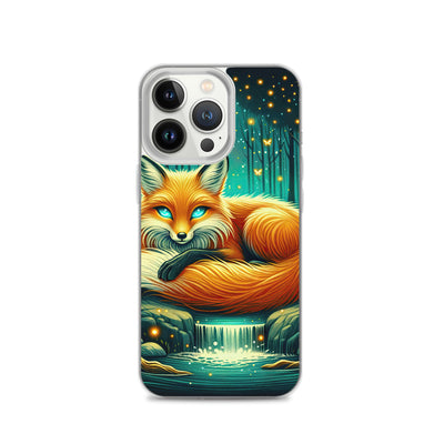 Bezaubernder Fuchs auf erleuchteter mystischer Waldlichtung - iPhone Schutzhülle (durchsichtig) camping xxx yyy zzz iPhone 13 Pro