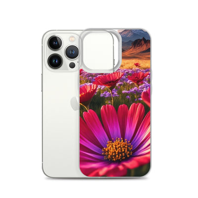 Wünderschöne Blumen und Berge im Hintergrund - iPhone Schutzhülle (durchsichtig) berge xxx