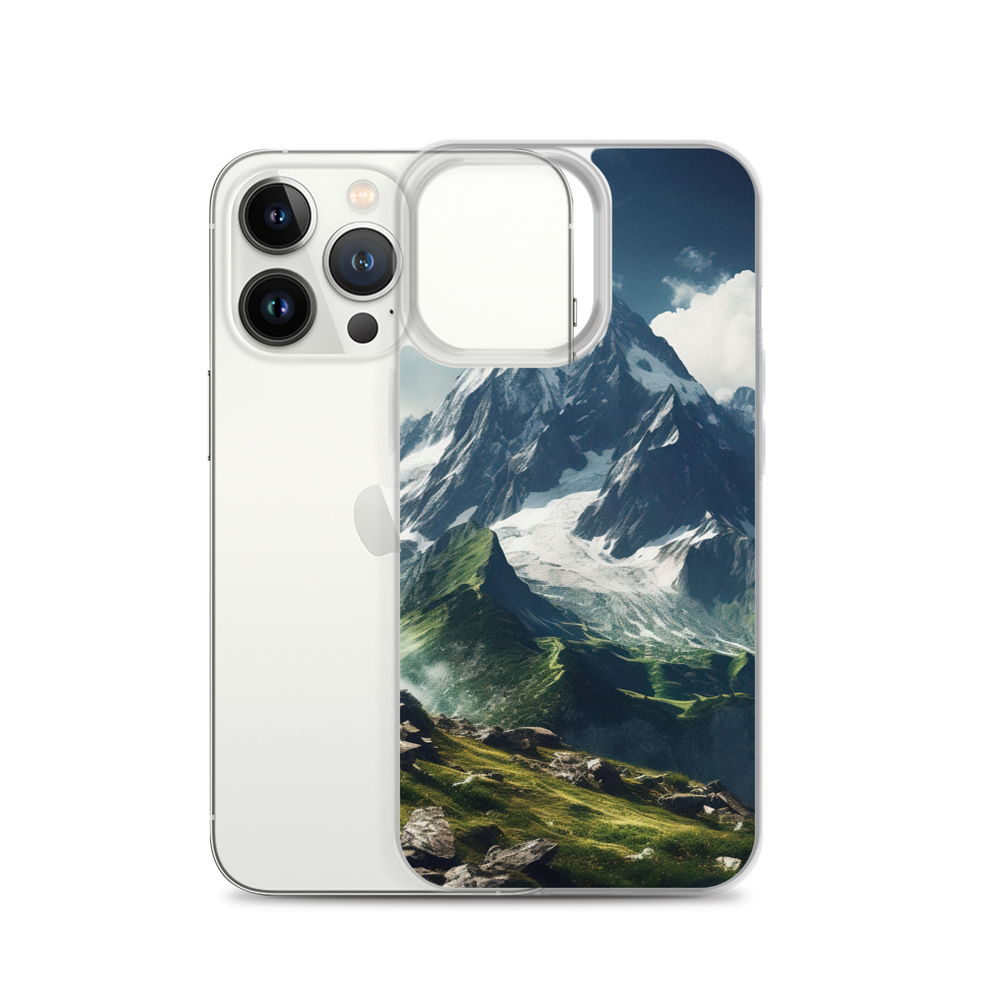 Gigantischer Berg - Landschaftsmalerei - iPhone Schutzhülle (durchsichtig) berge xxx