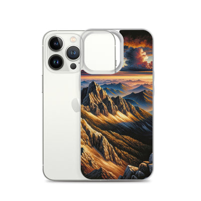 Alpen in Abenddämmerung: Acrylgemälde mit beleuchteten Berggipfeln - iPhone Schutzhülle (durchsichtig) berge xxx yyy zzz