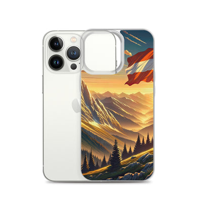 Ruhiger Alpenabend mit österreichischer Flagge und goldenem Sonnenuntergang - iPhone Schutzhülle (durchsichtig) berge xxx yyy zzz