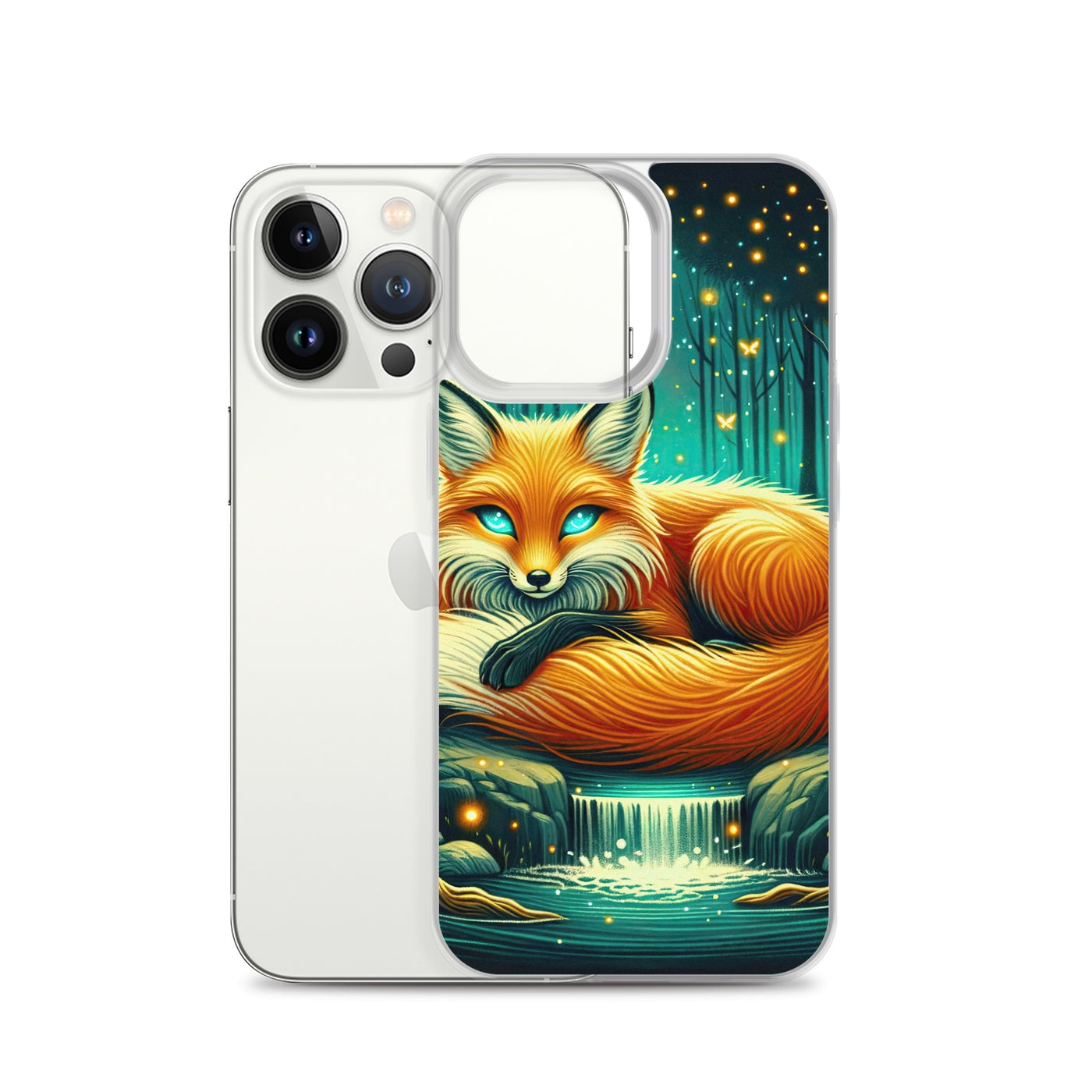 Bezaubernder Fuchs auf erleuchteter mystischer Waldlichtung - iPhone Schutzhülle (durchsichtig) camping xxx yyy zzz