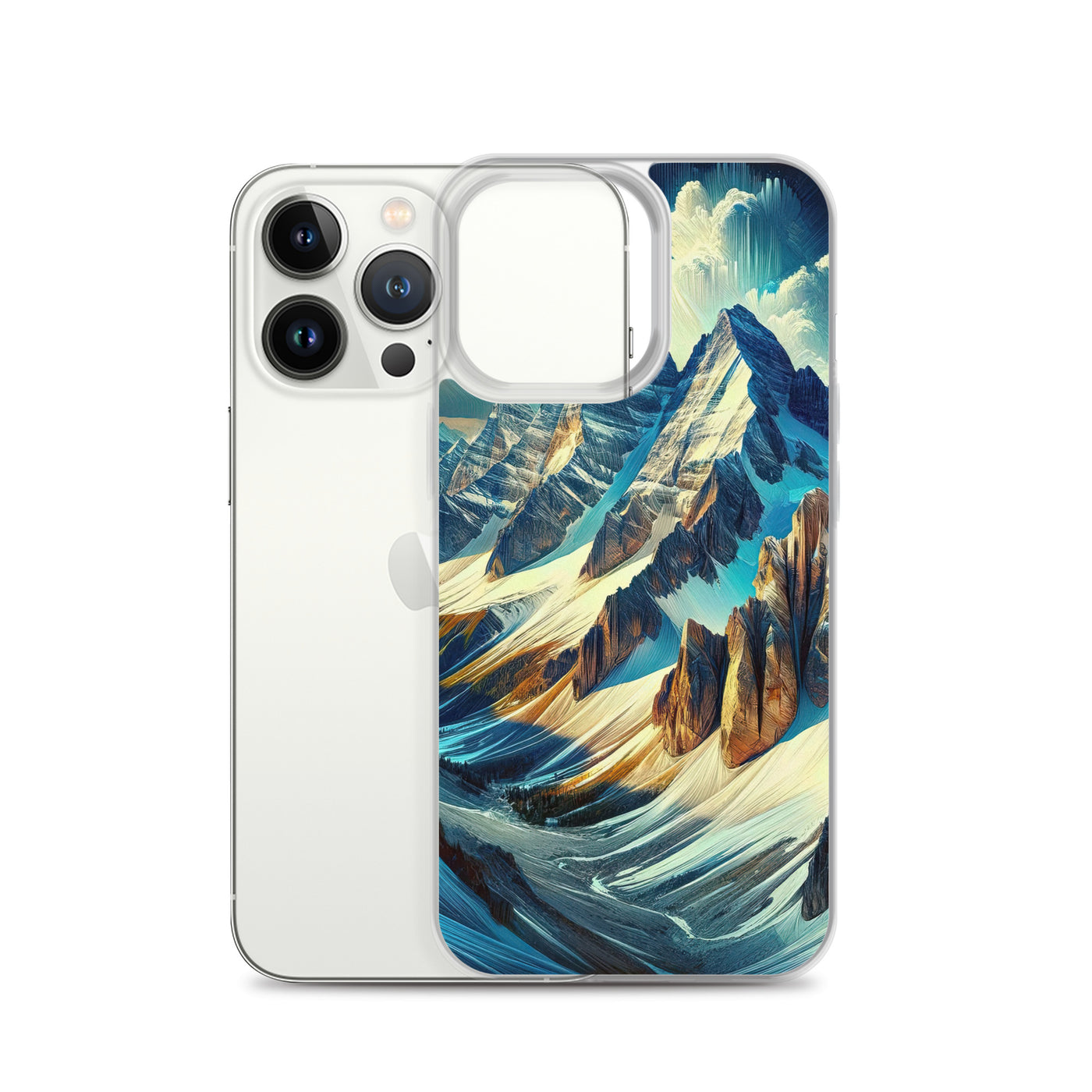 Majestätische Alpen in zufällig ausgewähltem Kunststil - iPhone Schutzhülle (durchsichtig) berge xxx yyy zzz