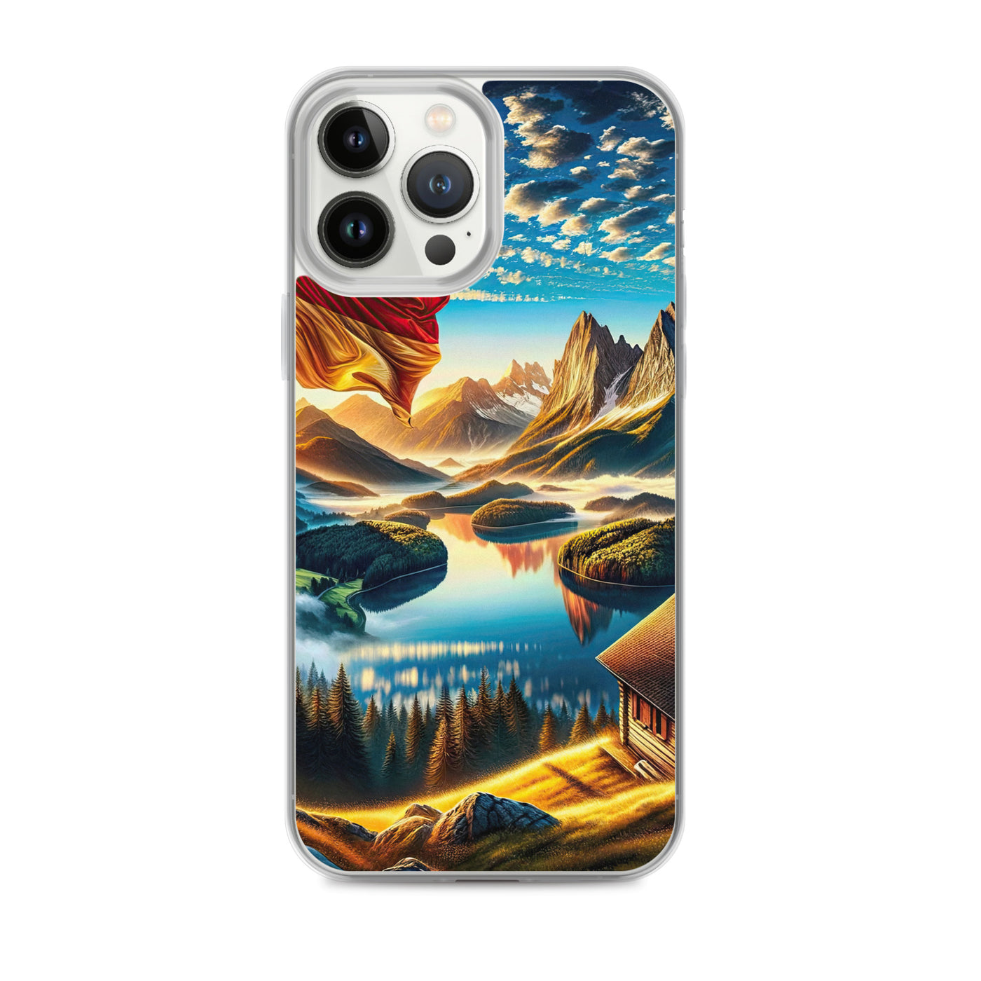 Alpen Gebirge im Morgenlicht: Kunstwerk mit Deutsche Flagge - iPhone Schutzhülle (durchsichtig) berge xxx yyy zzz iPhone 13 Pro Max