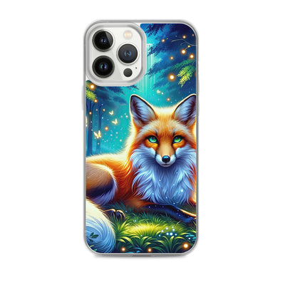 Funkelnder Nachtfuchs auf Waldlichtung mit Feuerwerk - iPhone Schutzhülle (durchsichtig) camping xxx yyy zzz iPhone 13 Pro Max