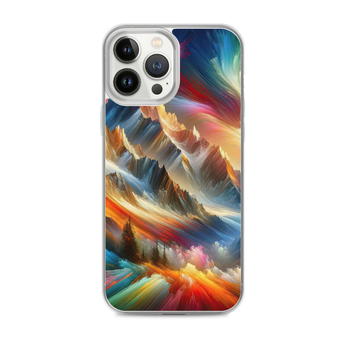 Lebendige abstrakte Alpendarstellung in populärem Kunststil - iPhone Schutzhülle (durchsichtig) berge xxx yyy zzz iPhone 13 Pro Max