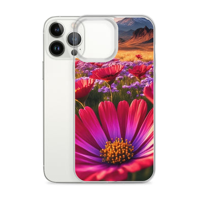 Wünderschöne Blumen und Berge im Hintergrund - iPhone Schutzhülle (durchsichtig) berge xxx