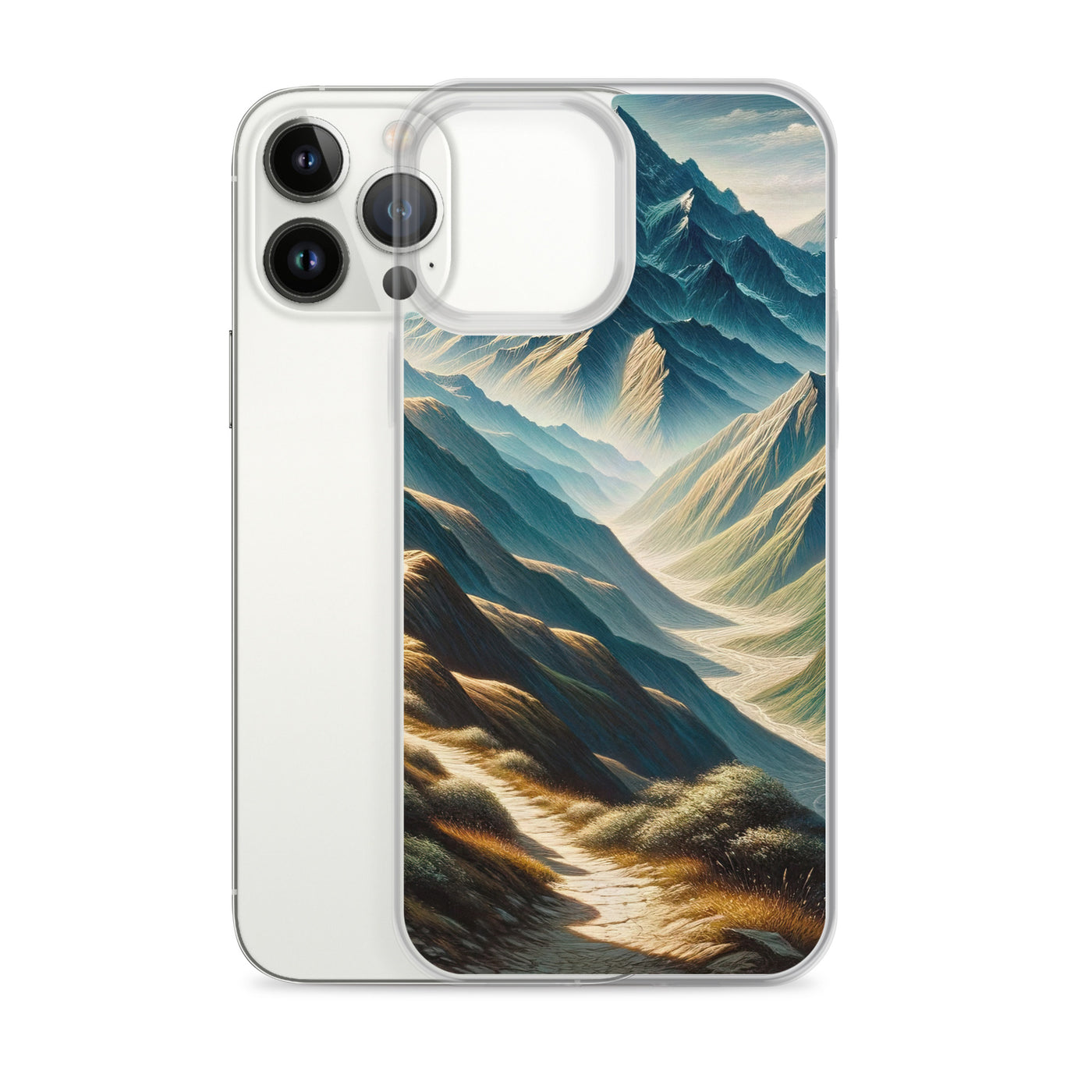 Berglandschaft: Acrylgemälde mit hervorgehobenem Pfad - iPhone Schutzhülle (durchsichtig) berge xxx yyy zzz