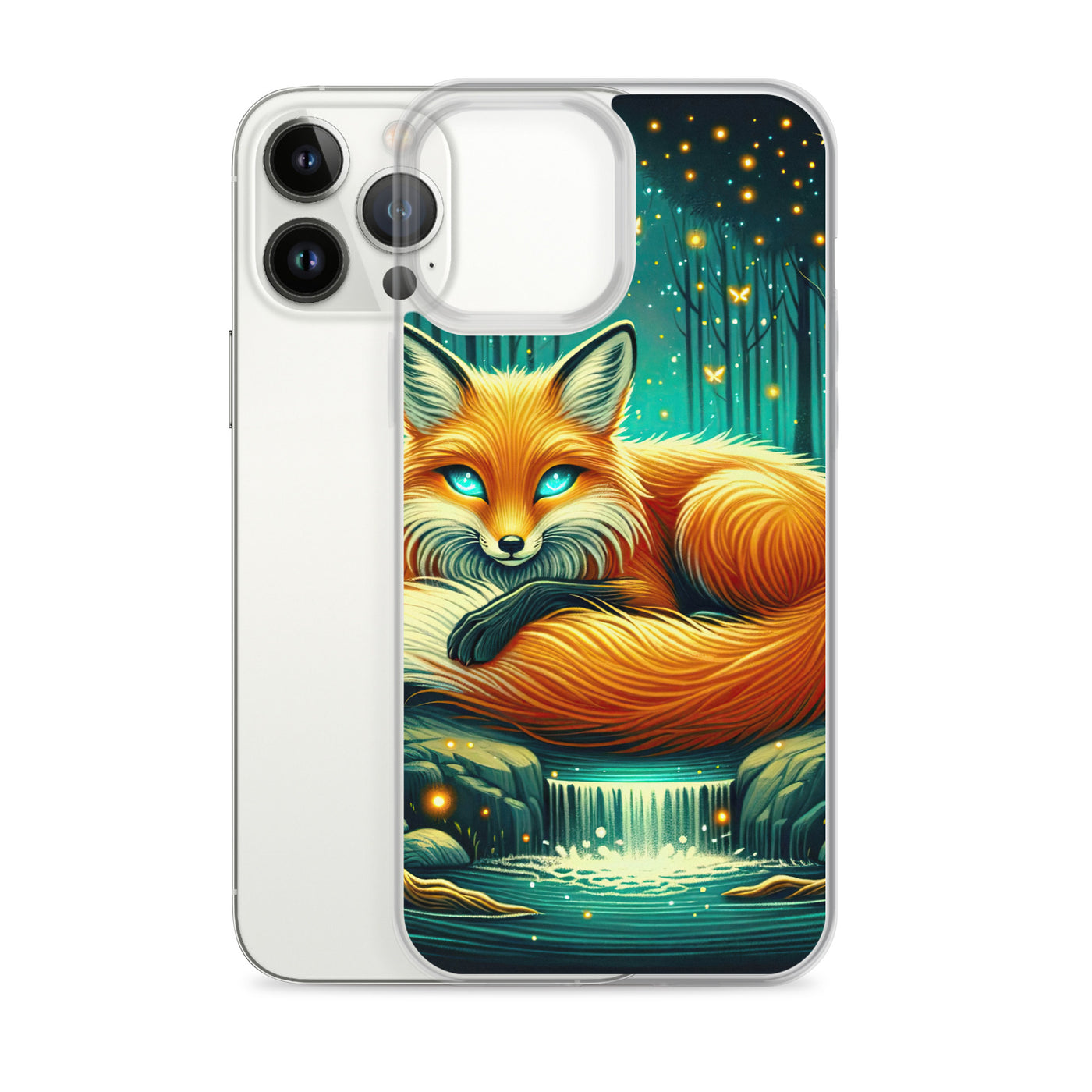 Bezaubernder Fuchs auf erleuchteter mystischer Waldlichtung - iPhone Schutzhülle (durchsichtig) camping xxx yyy zzz