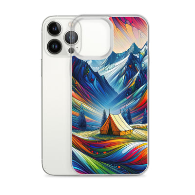 Surreale Alpen in abstrakten Farben, dynamische Formen der Landschaft - iPhone Schutzhülle (durchsichtig) camping xxx yyy zzz