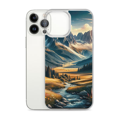 Quadratisches Kunstwerk der Alpen, majestätische Berge unter goldener Sonne - iPhone Schutzhülle (durchsichtig) berge xxx yyy zzz