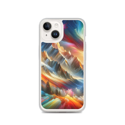 Lebendige abstrakte Alpendarstellung in populärem Kunststil - iPhone Schutzhülle (durchsichtig) berge xxx yyy zzz iPhone 14