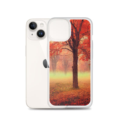 Wald im Herbst - Rote Herbstblätter - iPhone Schutzhülle (durchsichtig) camping xxx