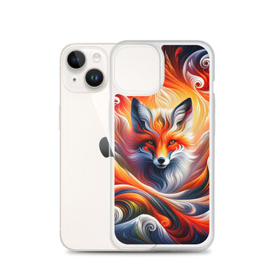 Abstraktes Kunstwerk, das den Geist der Alpen verkörpert. Leuchtender Fuchs in den Farben Orange, Rot, Weiß - iPhone Schutzhülle (durchsichtig) camping xxx yyy zzz