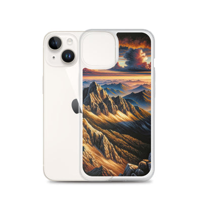 Alpen in Abenddämmerung: Acrylgemälde mit beleuchteten Berggipfeln - iPhone Schutzhülle (durchsichtig) berge xxx yyy zzz