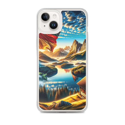 Alpen Gebirge im Morgenlicht: Kunstwerk mit Deutsche Flagge - iPhone Schutzhülle (durchsichtig) berge xxx yyy zzz iPhone 14 Plus