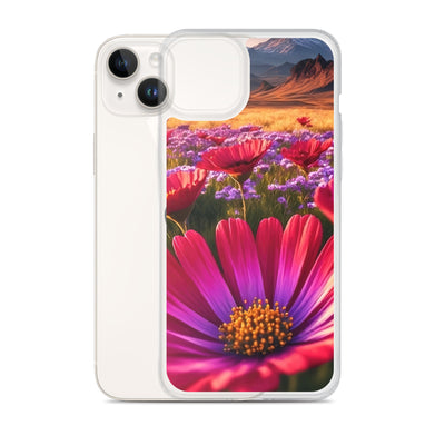 Wünderschöne Blumen und Berge im Hintergrund - iPhone Schutzhülle (durchsichtig) berge xxx