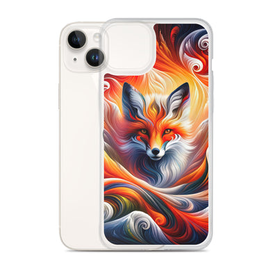 Abstraktes Kunstwerk, das den Geist der Alpen verkörpert. Leuchtender Fuchs in den Farben Orange, Rot, Weiß - iPhone Schutzhülle (durchsichtig) camping xxx yyy zzz