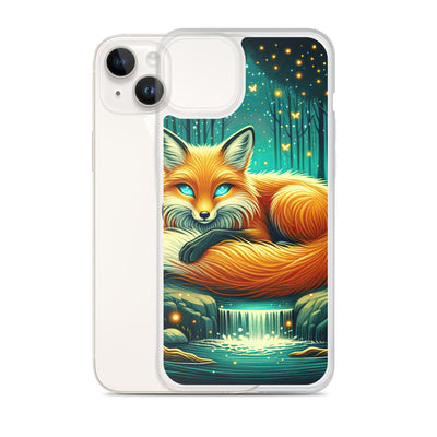 Bezaubernder Fuchs auf erleuchteter mystischer Waldlichtung - iPhone Schutzhülle (durchsichtig) camping xxx yyy zzz