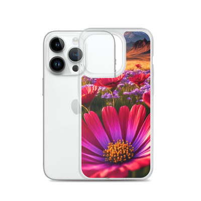 Wünderschöne Blumen und Berge im Hintergrund - iPhone Schutzhülle (durchsichtig) berge xxx