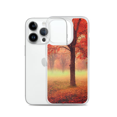 Wald im Herbst - Rote Herbstblätter - iPhone Schutzhülle (durchsichtig) camping xxx