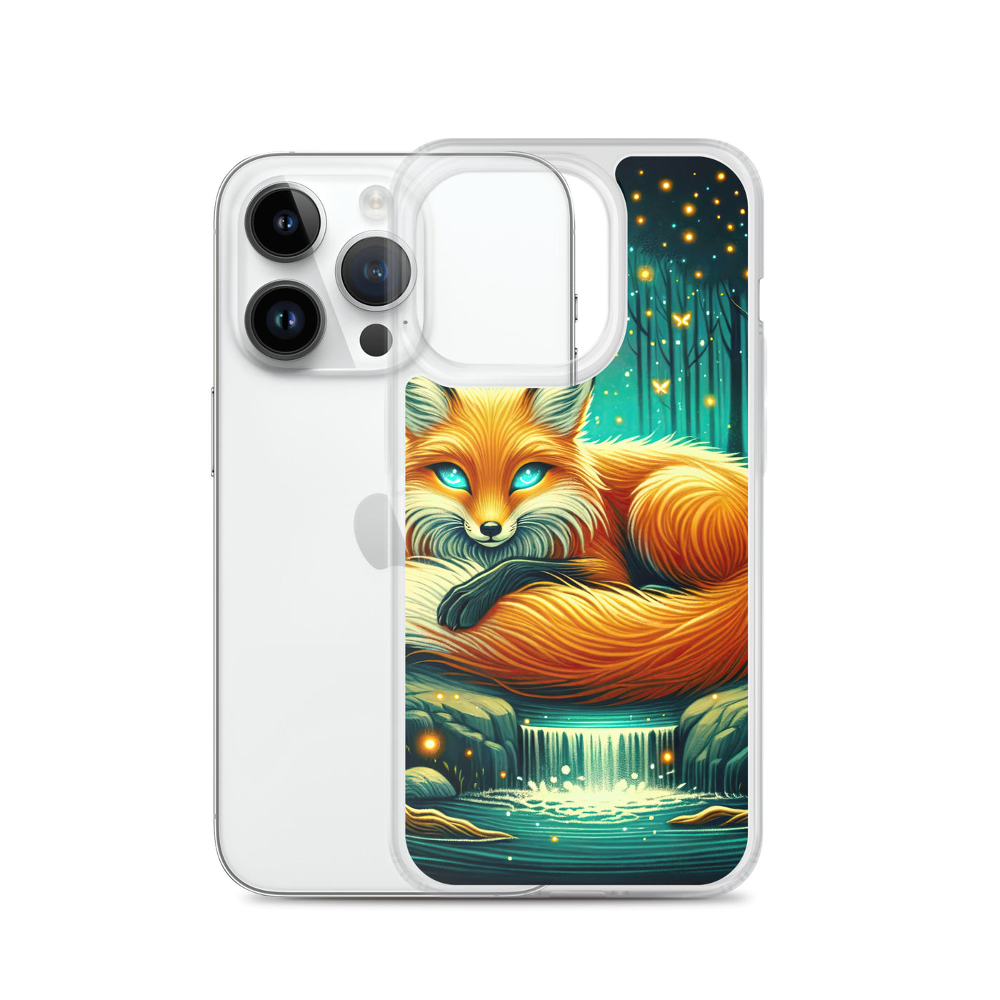 Bezaubernder Fuchs auf erleuchteter mystischer Waldlichtung - iPhone Schutzhülle (durchsichtig) camping xxx yyy zzz