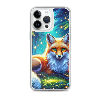 Funkelnder Nachtfuchs auf Waldlichtung mit Feuerwerk - iPhone Schutzhülle (durchsichtig) camping xxx yyy zzz iPhone 14 Pro Max