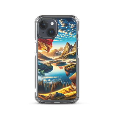 Alpen Gebirge im Morgenlicht: Kunstwerk mit Deutsche Flagge - iPhone Schutzhülle (durchsichtig) berge xxx yyy zzz iPhone 15