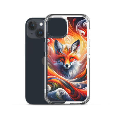 Abstraktes Kunstwerk, das den Geist der Alpen verkörpert. Leuchtender Fuchs in den Farben Orange, Rot, Weiß - iPhone Schutzhülle (durchsichtig) camping xxx yyy zzz