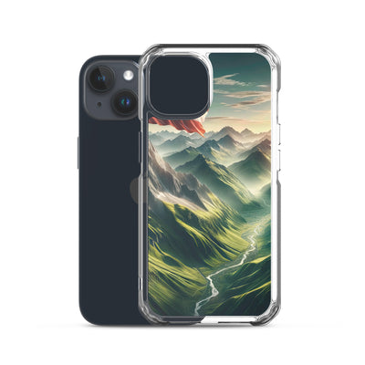 Alpen Gebirge: Fotorealistische Bergfläche mit Österreichischer Flagge - iPhone Schutzhülle (durchsichtig) berge xxx yyy zzz