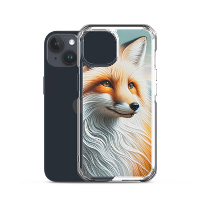 Ölgemälde eines anmutigen, intelligent blickenden Fuchses in Orange-Weiß - iPhone Schutzhülle (durchsichtig) camping xxx yyy zzz