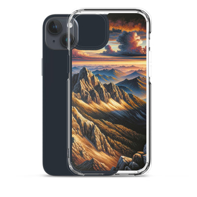 Alpen in Abenddämmerung: Acrylgemälde mit beleuchteten Berggipfeln - iPhone Schutzhülle (durchsichtig) berge xxx yyy zzz