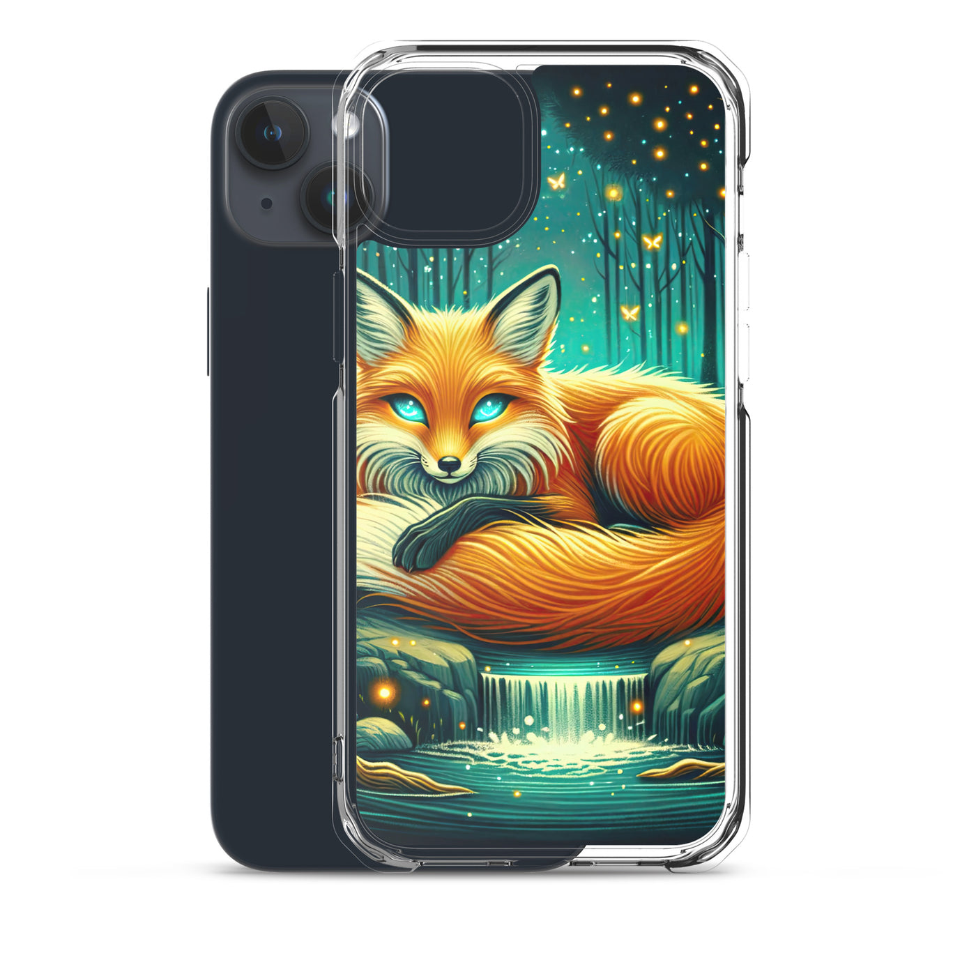 Bezaubernder Fuchs auf erleuchteter mystischer Waldlichtung - iPhone Schutzhülle (durchsichtig) camping xxx yyy zzz