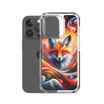 Abstraktes Kunstwerk, das den Geist der Alpen verkörpert. Leuchtender Fuchs in den Farben Orange, Rot, Weiß - iPhone Schutzhülle (durchsichtig) camping xxx yyy zzz