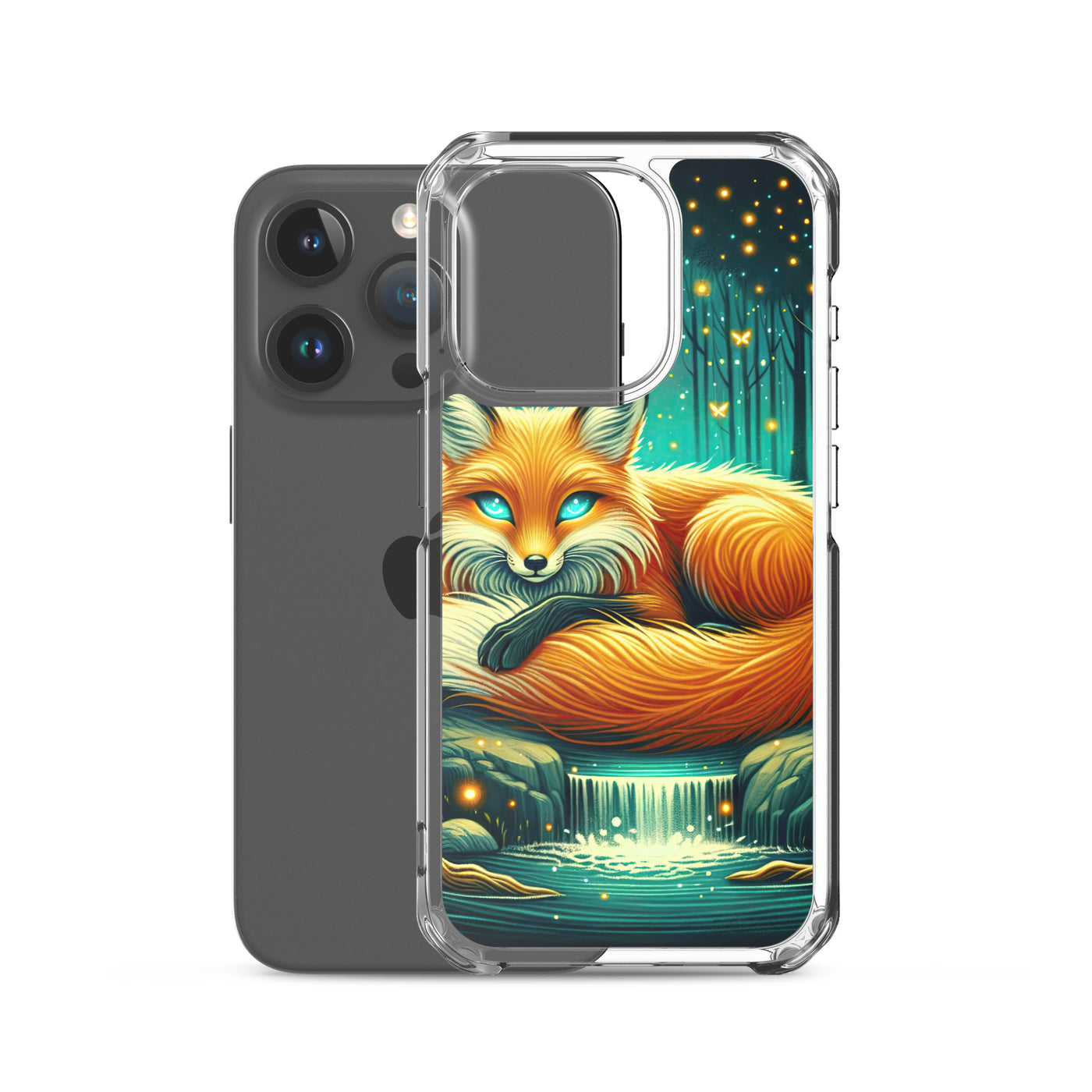 Bezaubernder Fuchs auf erleuchteter mystischer Waldlichtung - iPhone Schutzhülle (durchsichtig) camping xxx yyy zzz