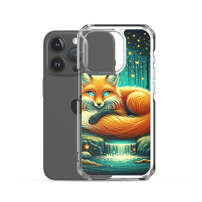 Bezaubernder Fuchs auf erleuchteter mystischer Waldlichtung - iPhone Schutzhülle (durchsichtig) camping xxx yyy zzz