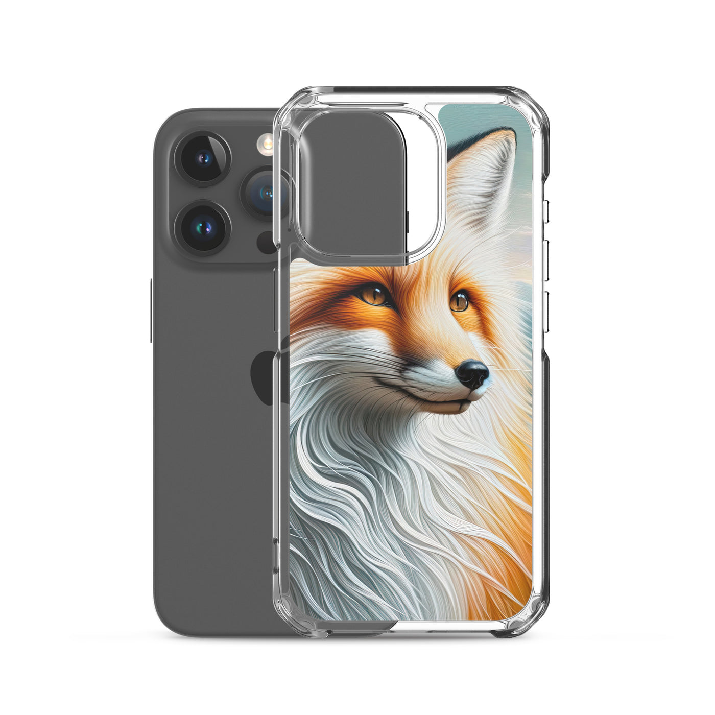 Ölgemälde eines anmutigen, intelligent blickenden Fuchses in Orange-Weiß - iPhone Schutzhülle (durchsichtig) camping xxx yyy zzz