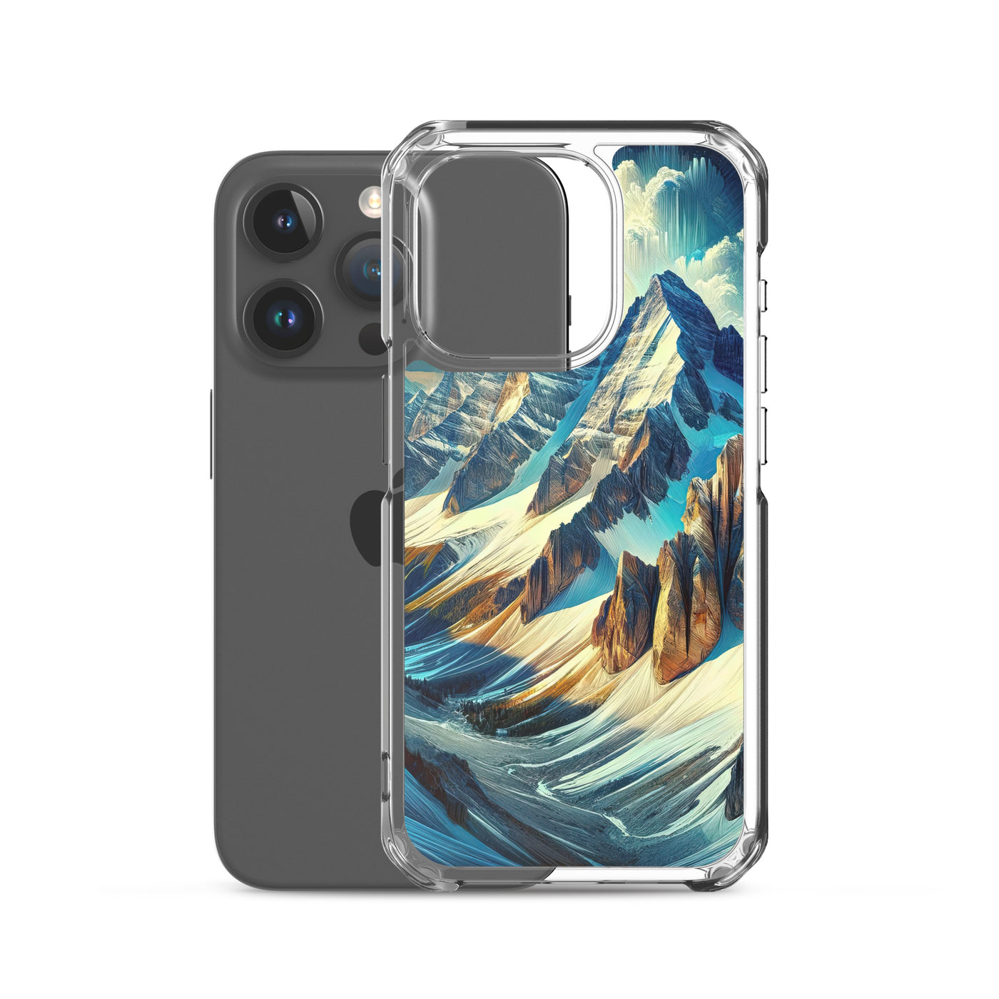 Majestätische Alpen in zufällig ausgewähltem Kunststil - iPhone Schutzhülle (durchsichtig) berge xxx yyy zzz