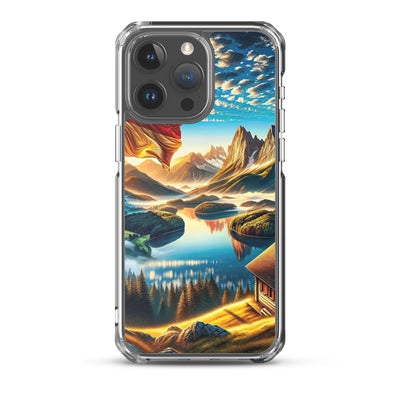 Alpen Gebirge im Morgenlicht: Kunstwerk mit Deutsche Flagge - iPhone Schutzhülle (durchsichtig) berge xxx yyy zzz iPhone 15 Pro Max